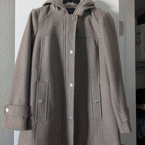 London Fog Sherpa-lined hood wool-blend coat